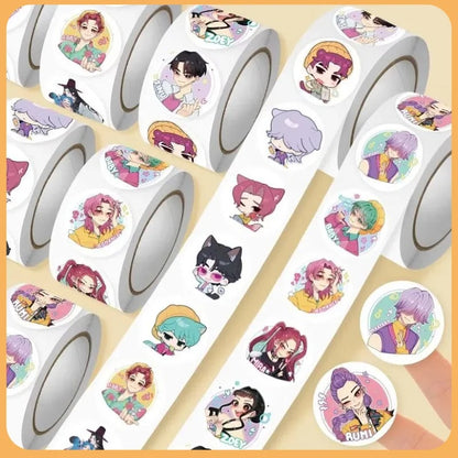 500pcs/Roll Waterproof Anime Kpop Demon Hunters Stickers