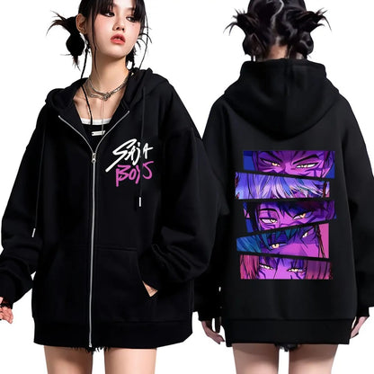 Saja Boys Harajuku KPop Demon Hunters Zip Hoodie