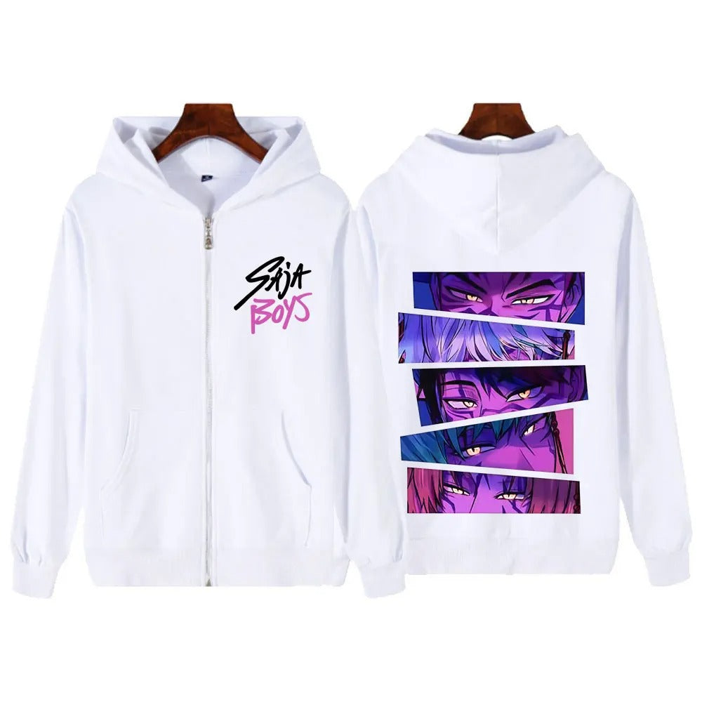 Saja Boys Harajuku KPop Demon Hunters Zip Hoodie