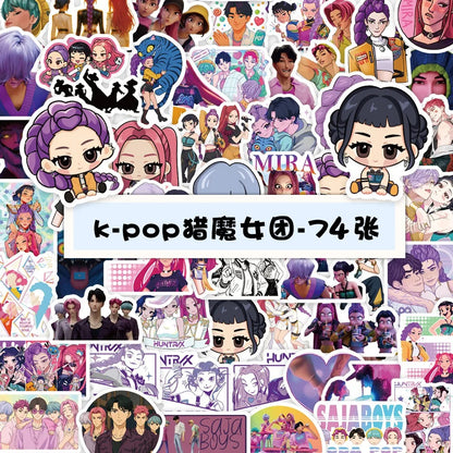74pcs KPop Demon Hunters Graffiti Stickers