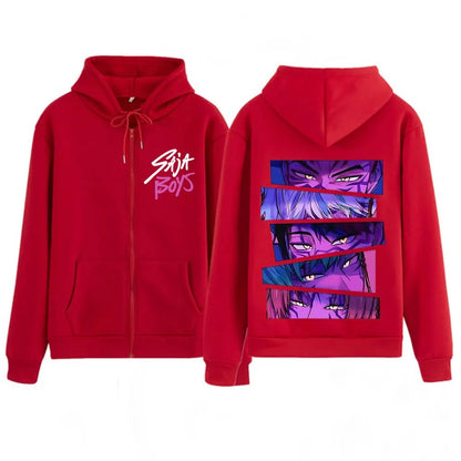 Saja Boys Harajuku KPop Demon Hunters Zip Hoodie