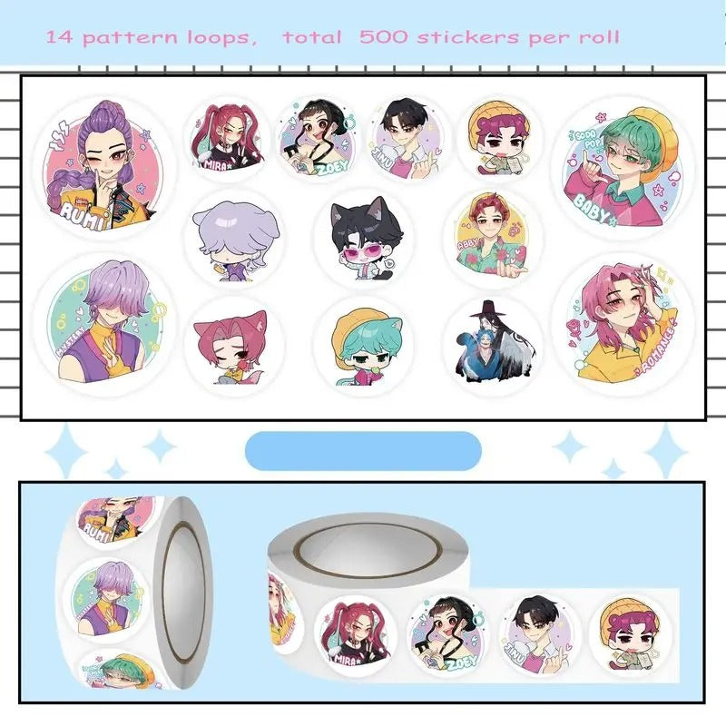 500pcs/Roll Waterproof Anime Kpop Demon Hunters Stickers