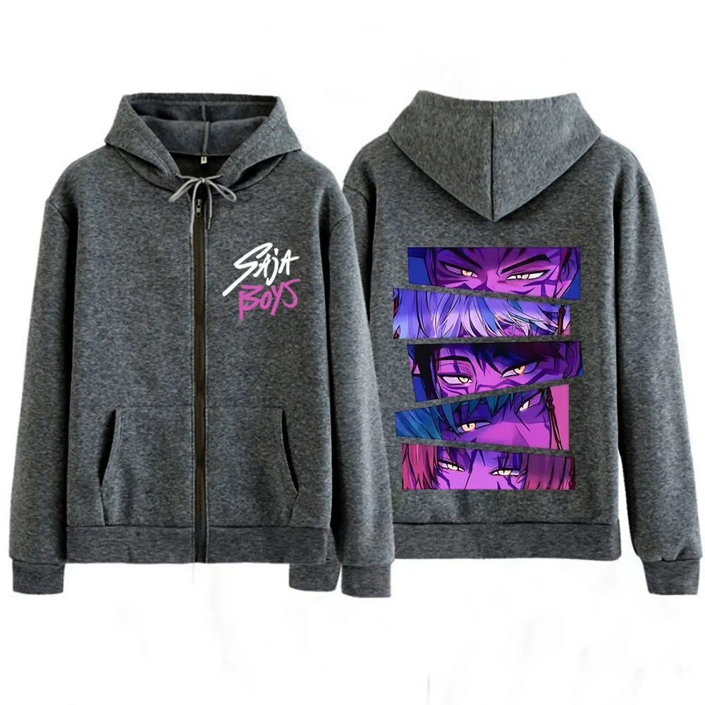 Saja Boys Harajuku KPop Demon Hunters Zip Hoodie