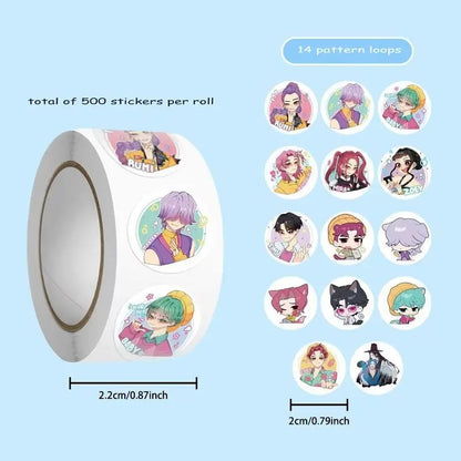 500pcs/Roll Waterproof Anime Kpop Demon Hunters Stickers
